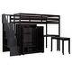 preview thumbnail 23 of 110, Twin/Full Size Loft Bed with Storage Staircase, Wardrobe and Desk, Solid Wood Loft Bedframe with 2 Storage Drawers and Shelves