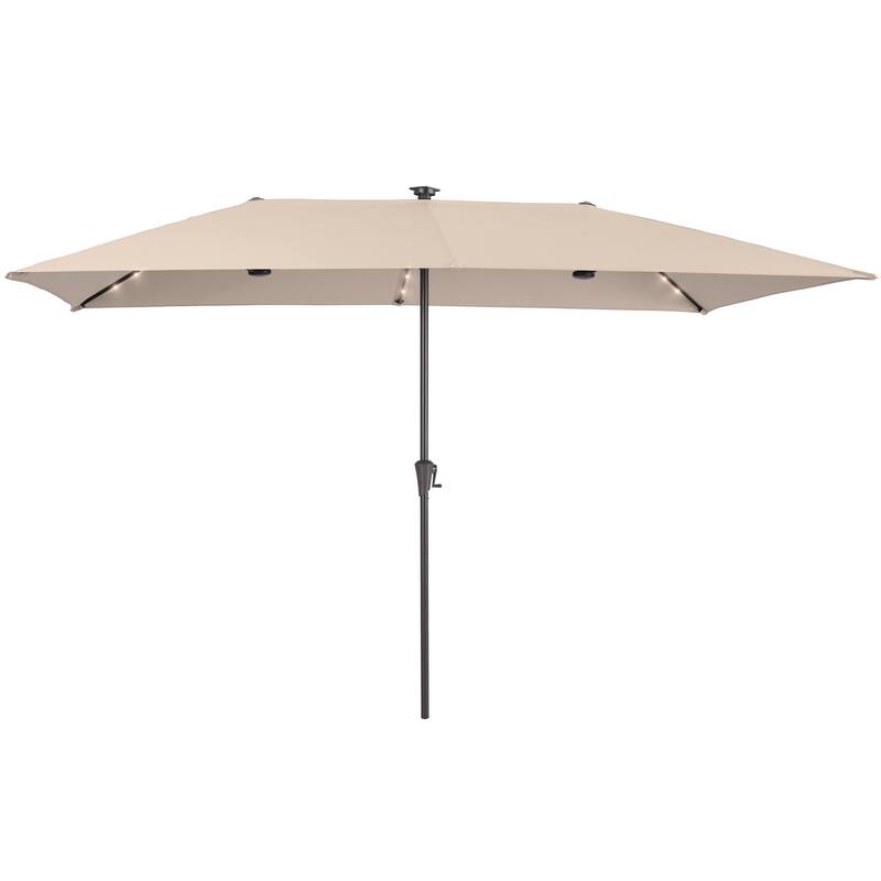 BONOSUKI 10 x 6.5Ft Solar-powered Double-Sided Patio Umbrella with Large Canopy Outdoor Table Umbrella, Anthracite Gray