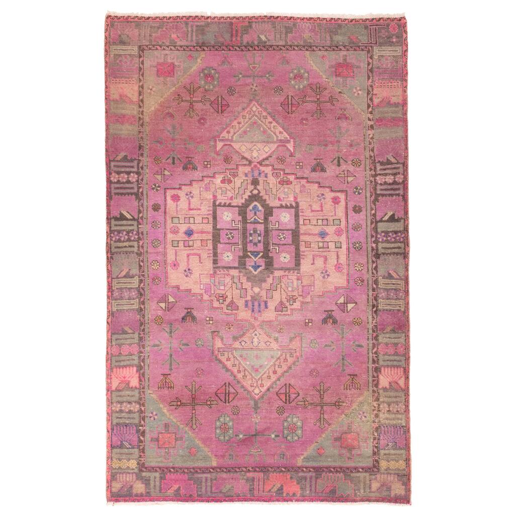 ECARPETGALLERY Hand-knotted Antalya Vintage Purple Wool Rug - 4'8 x 7'6