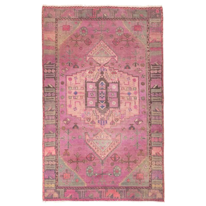 ECARPETGALLERY Hand-knotted Antalya Vintage Purple Wool Rug - 4'8 x 7'6
