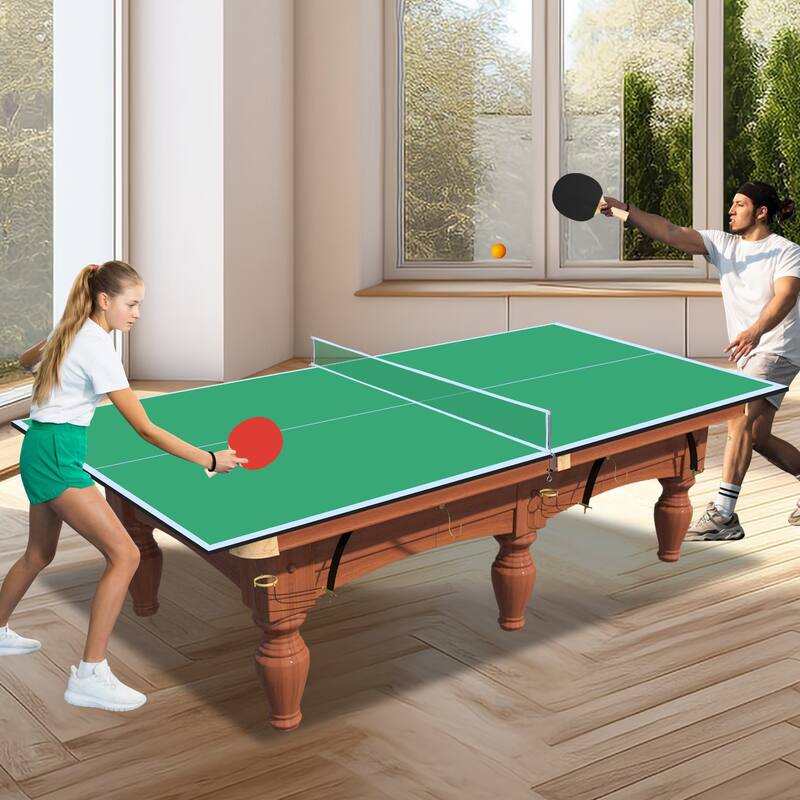 Roomfitters 8ft Blue Mid-Size Ping Pong Conversion Top, Foldable & Portable Table Tennis Top for Indoor Games