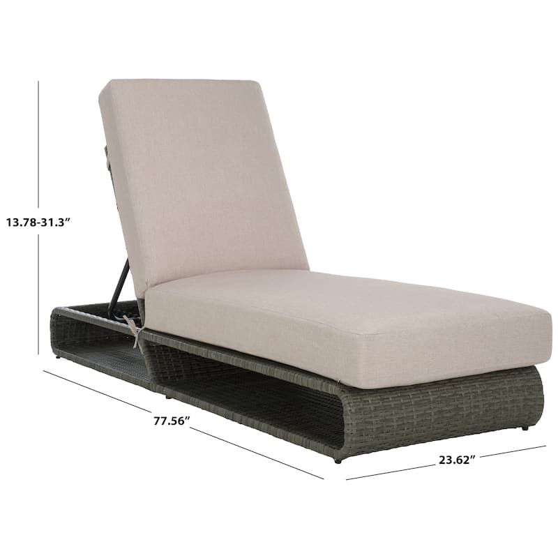 SAFAVIEH Outdoor Vale Chaise Lounge Chair with Cushion - 24"W x 78"D x 31"H