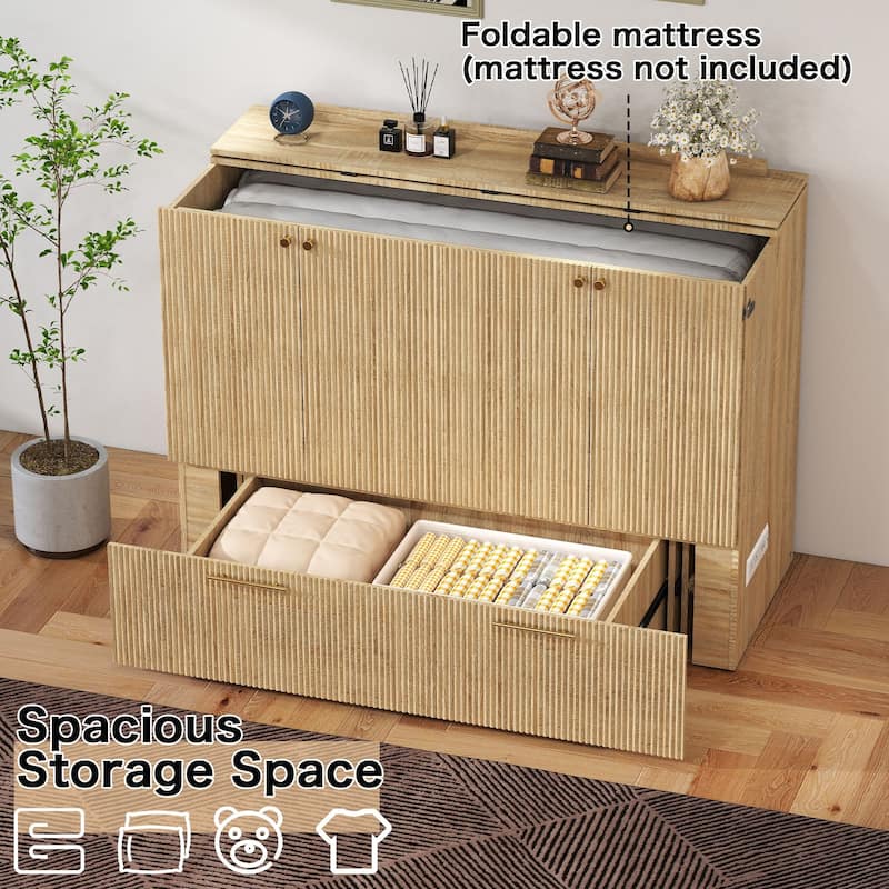 Full Size Murphy Bed with USB Port and a Large Drawer