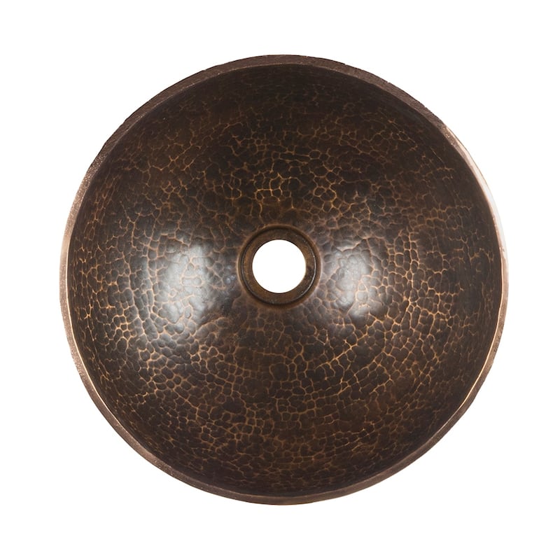 13-in Round Hand Forged Old World Copper Vessel Sink (PV13RDB)