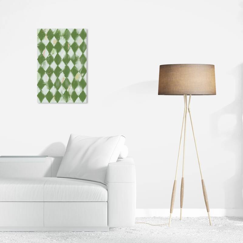 Wynwood Studio Canvas Abstract Harlequin Tartan Green and Dark Green Modern & Contemporary Wall Art Canvas Print - 24 x 16