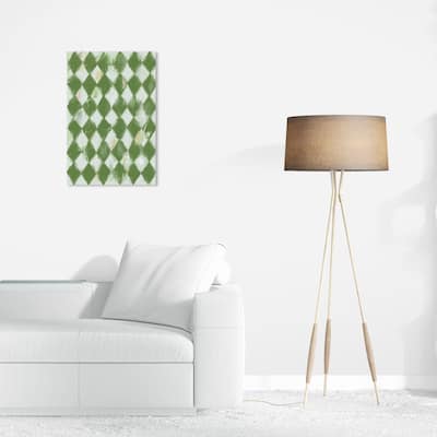 Wynwood Studio Canvas Abstract Harlequin Tartan Green and Dark Green Modern & Contemporary Wall Art Canvas Print