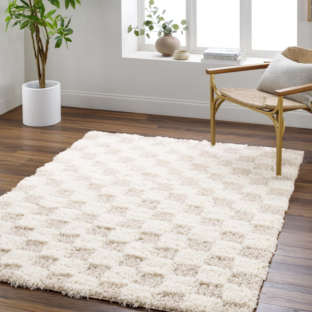 Livabliss Sibari Modern Checkered Plush Area Rug