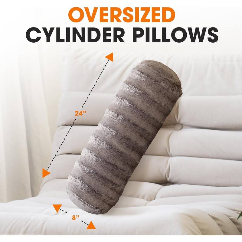 Cheer Collection 8" x 24" Set of 2 Decorative Roll Bolster Pillows