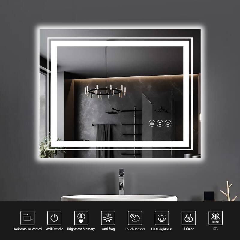 40x24 Inch Frameless LED Bathroom Mirror,Smart Mirror