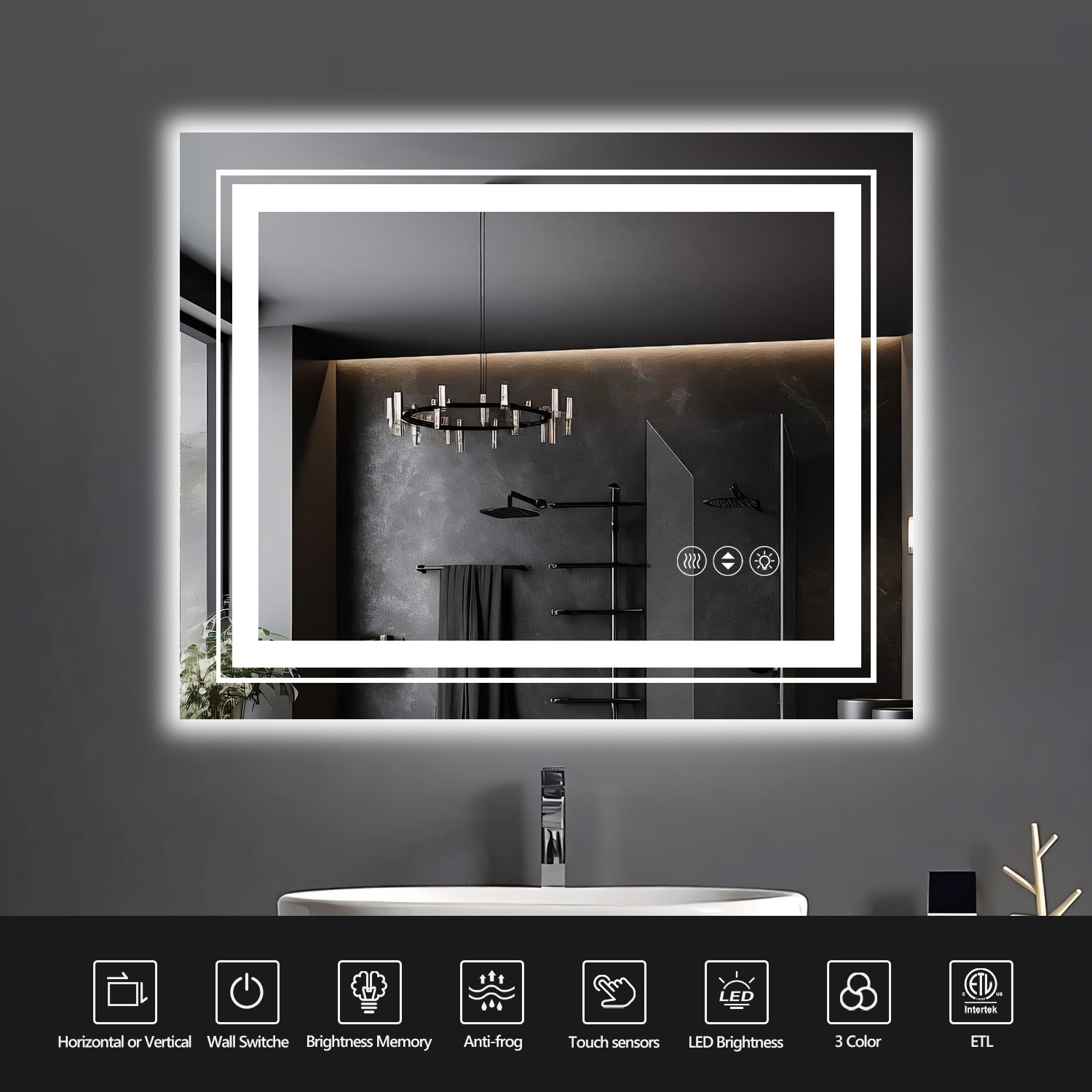 40x24 Inch Frameless LED Bathroom Mirror,Smart Mirror - Overstock
