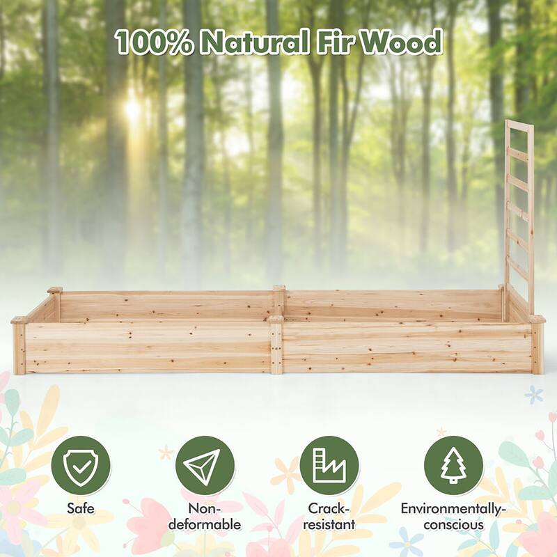 Gymax Raised Garden Bed Wooden Planter Box with Divided Space for