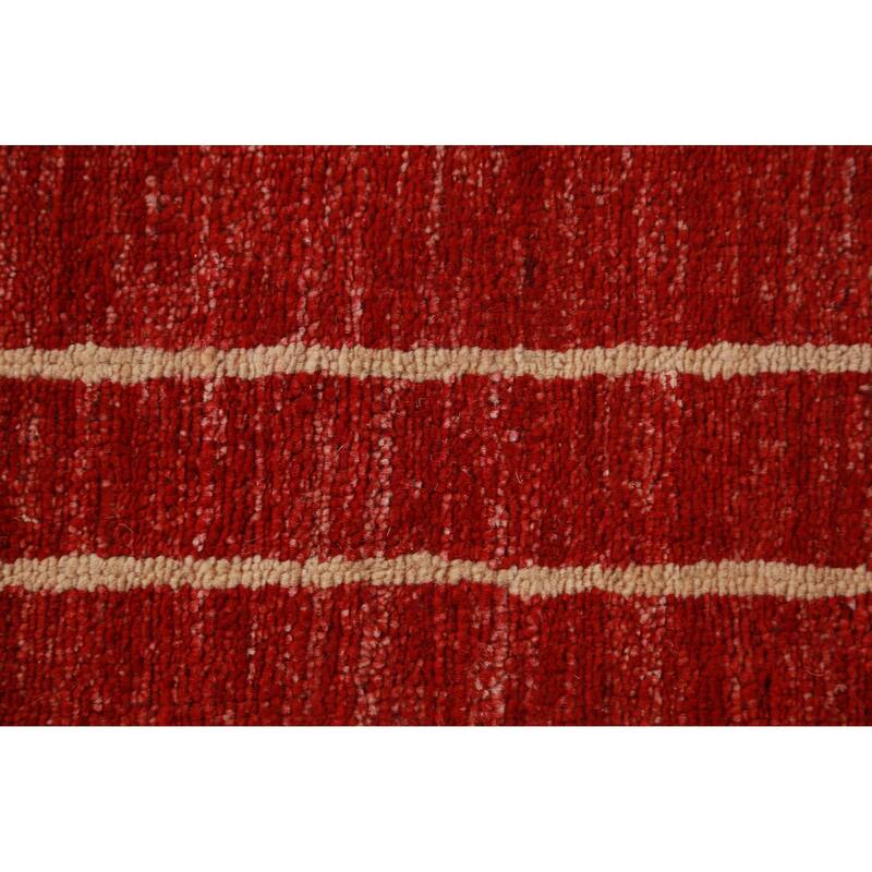 Red Gabbeh Kashkoli Oriental Runner Rug Hand-Knotted Wool Carpet - 2'7"x 10'2"