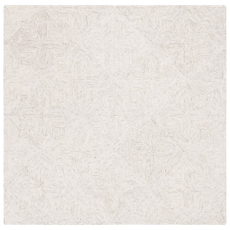 SAFAVIEH Handmade Abstract Auli Modern Wool Rug - 8' Square - Grey/Ivory