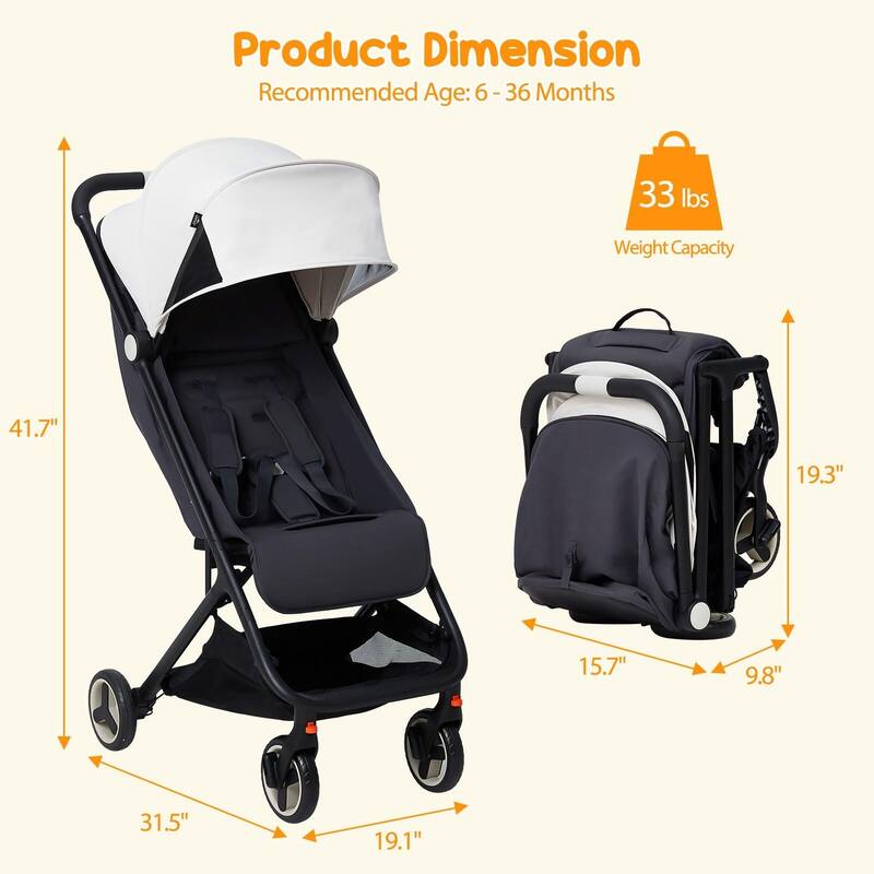 Compact One-Hand Fold Travel Stroller for Airplane Friendly