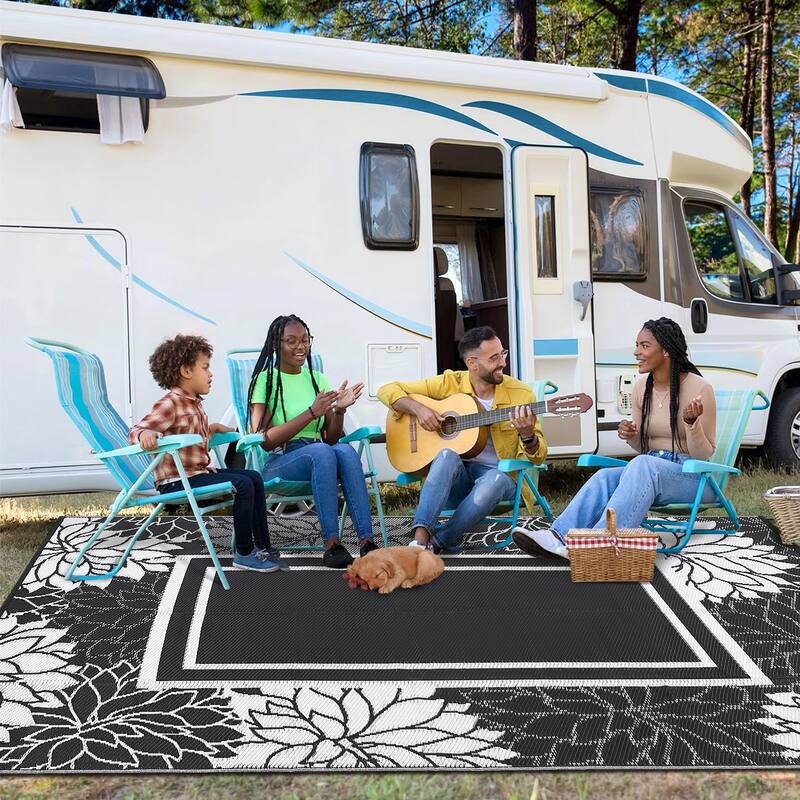 Outdoor Rug Waterproof Plastic Straw Rug, UV Resistant Foldable Lightweight Mat Reversible Patio Rug for Camping