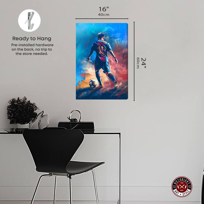 Notoriart Bold And Colorful Soccer Player Gallery Wrapped Soccer 1 Piece Canvas Wall Art