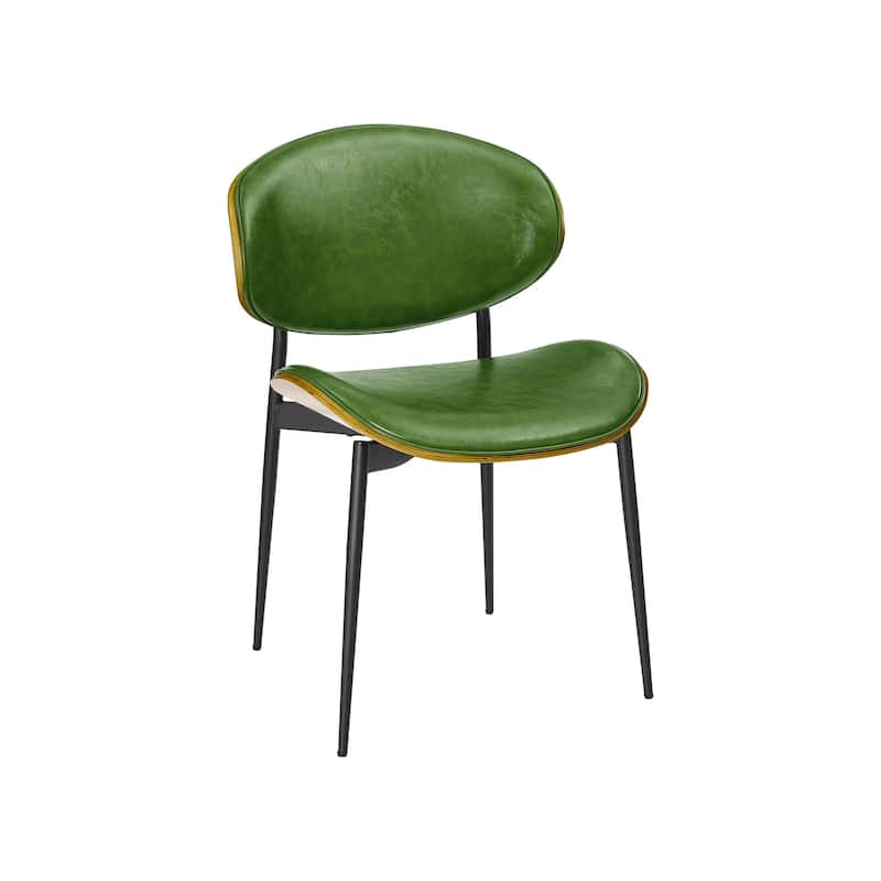 HomeRoots Set of Two Green and Black Upholstered Faux Leather Curved Back Dining Side Chairs