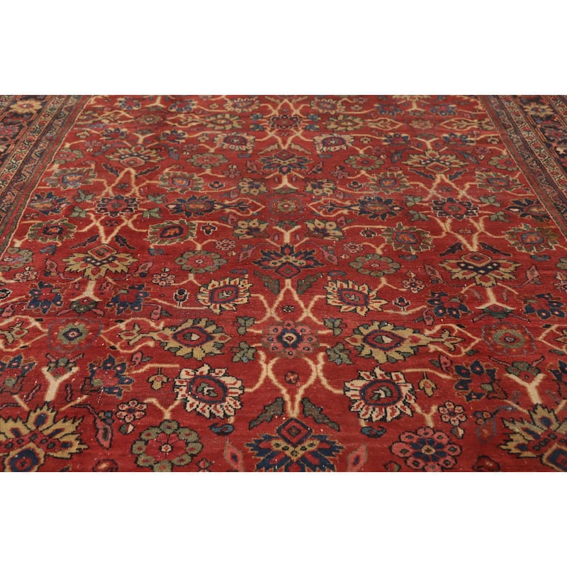 Hand Knotted Oriental 100% Wool Carpet Traditional Floral Oranges & Rust Mahal Area Rug - 12' 3'' X 9' 6''