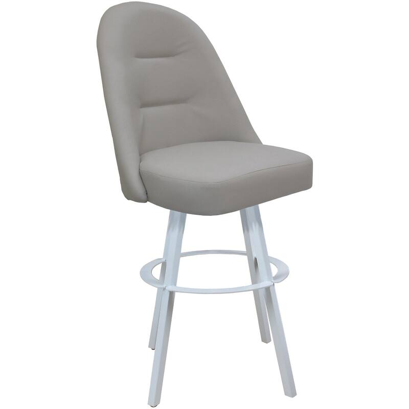 Swivel Counter Bar or Extra Tall Metal Bar Stool - M-235 Warren Base - N/A - Ocean Beige Vinyl - White - Counter Height