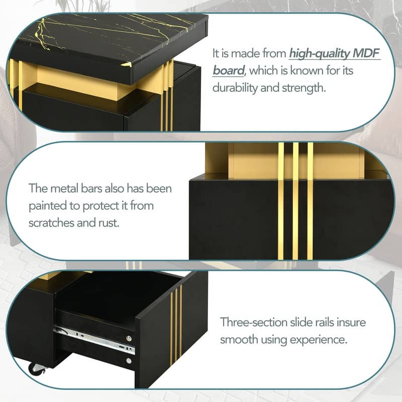 Modern/Luxury Wood Coffee Table For Living Room,Cocktail Table with Storage Drawers,Faux Marble Top
