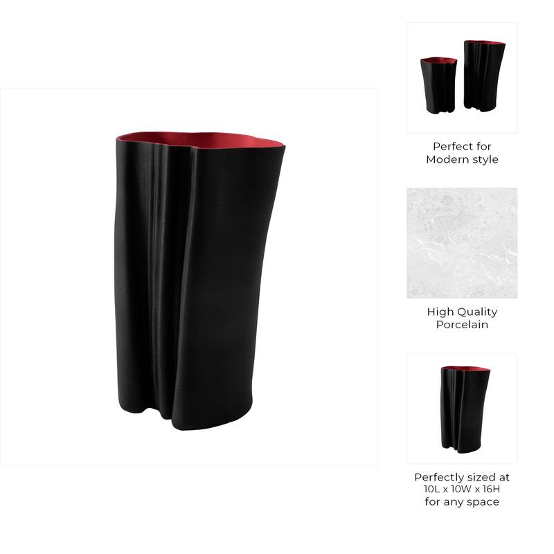 Contemporary Sculptural Porcelain Vase with Textured Ribbed Design