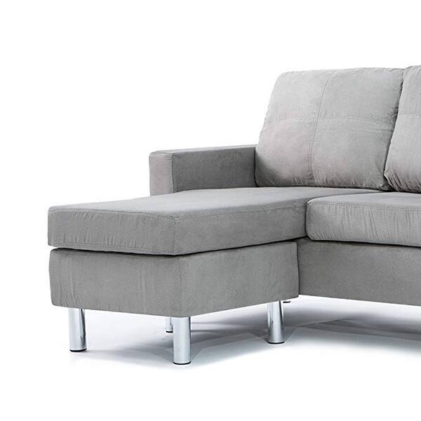 Modern Grey Microfiber Small Space Sectional Sofa With Reversible Chaise On Sale Overstock 10433906