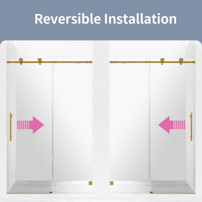 46-48" Frameless Sliding Shower Door with Soft-Close, 8mm Tempered Glass, Adjustable Single Bypass Design - 48x76"