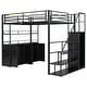 preview thumbnail 31 of 32, Full Size Metal Loft Bed with Storage Staircase and Wardrobe, Shelves