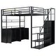 preview thumbnail 23 of 28, Metal Full Size Loft Bed with Storage and Wardrobe and Lockers for Home