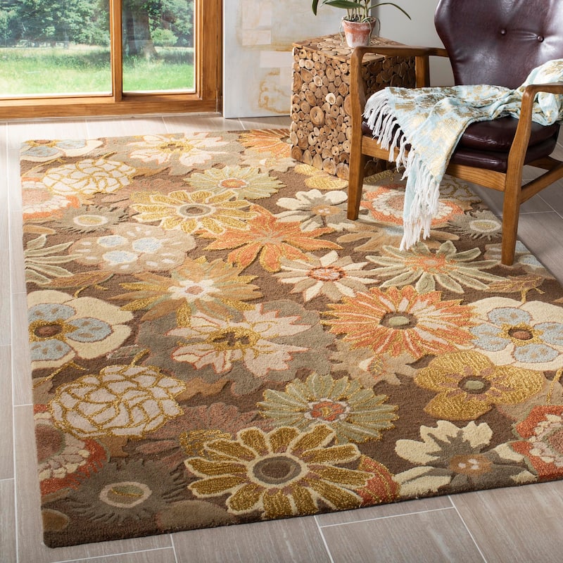SAFAVIEH Handmade Soho Kaci Gardens N.Z. Wool Rug - 6' x 9' - Brown/Multi
