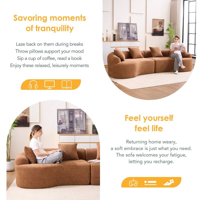 GDFStudio - Soft Upholstered 110" Curved Modular Sectional Sofa