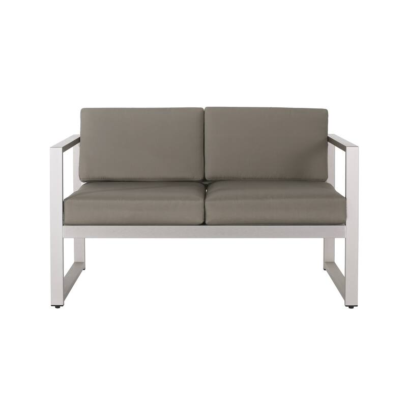4 Piece Outdoor Sectional Sofa Set, Patio Aluminium Conversation Furniture Sets with Coffee Table and Cushions