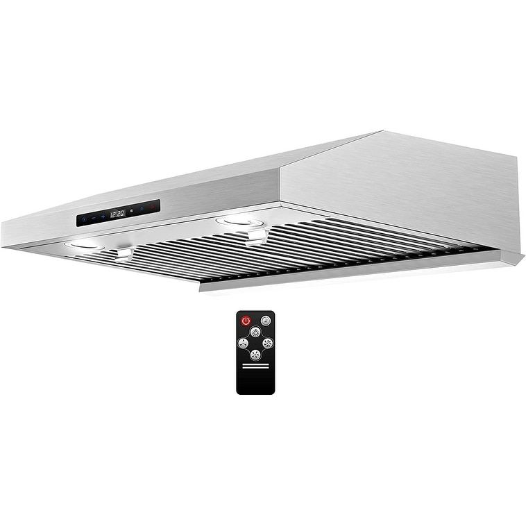 Under Cabinet Range Hood 30 inch with Dual Motors Stainless Steel Kitchen Hood 600 CFM - Silver