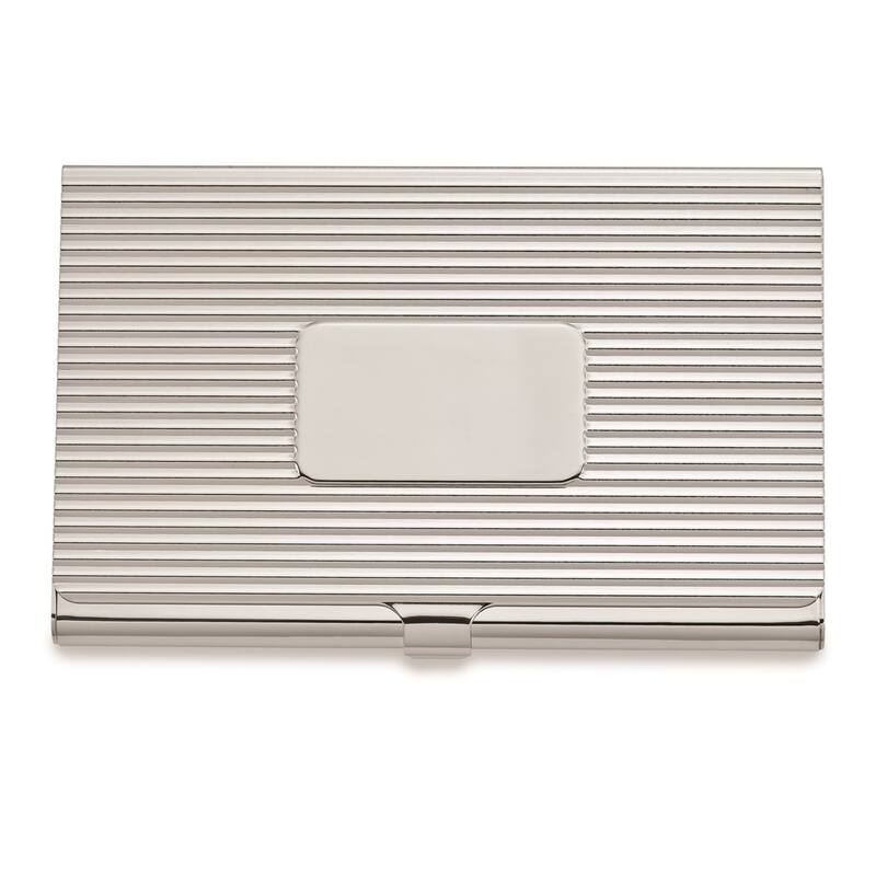 Curata Nickel-Plated Ribbed Business Card Case