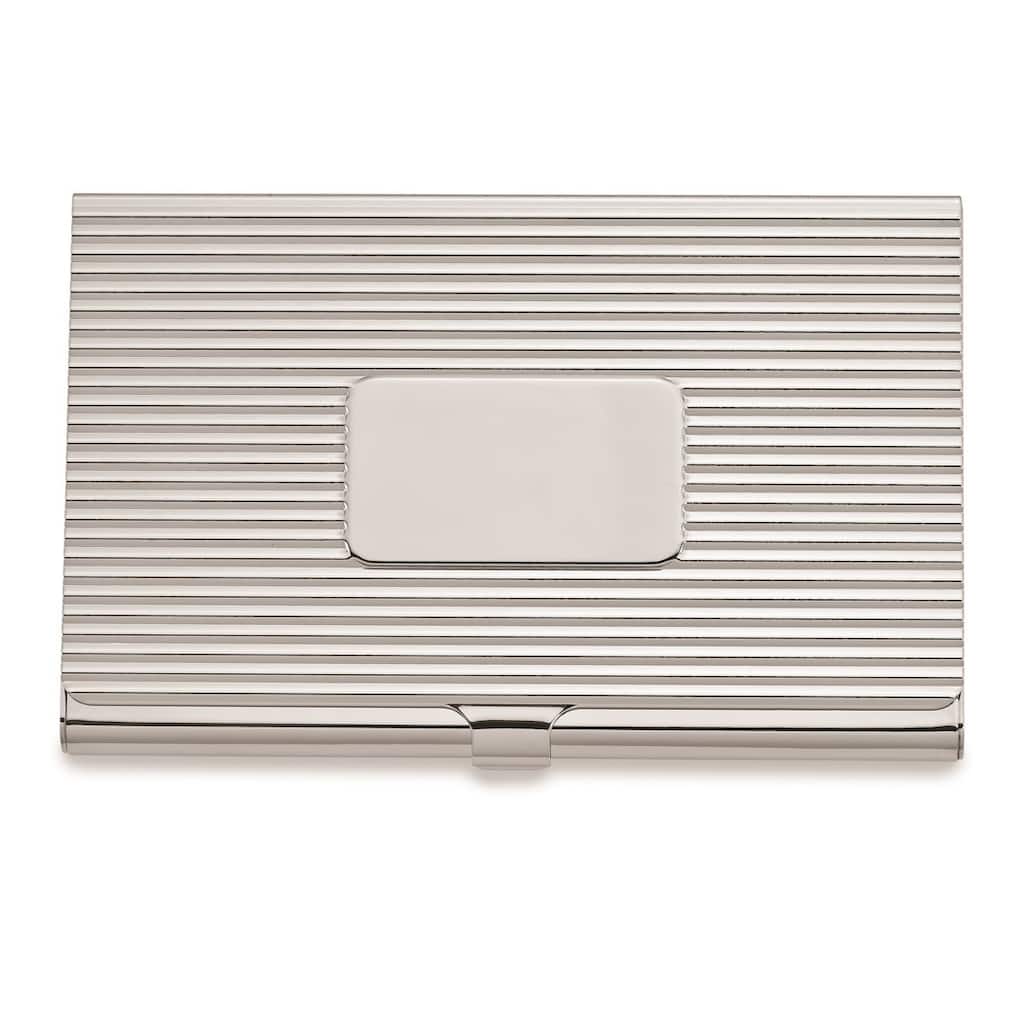 Curata Nickel-Plated Ribbed Business Card Case