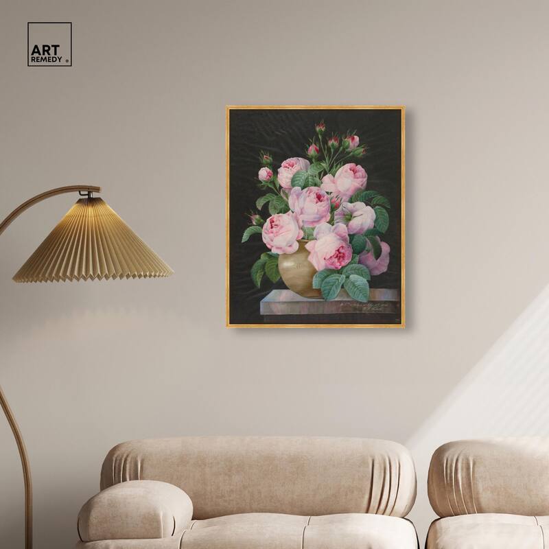 Pink Roses in a Vase Canvas by Art Remedy