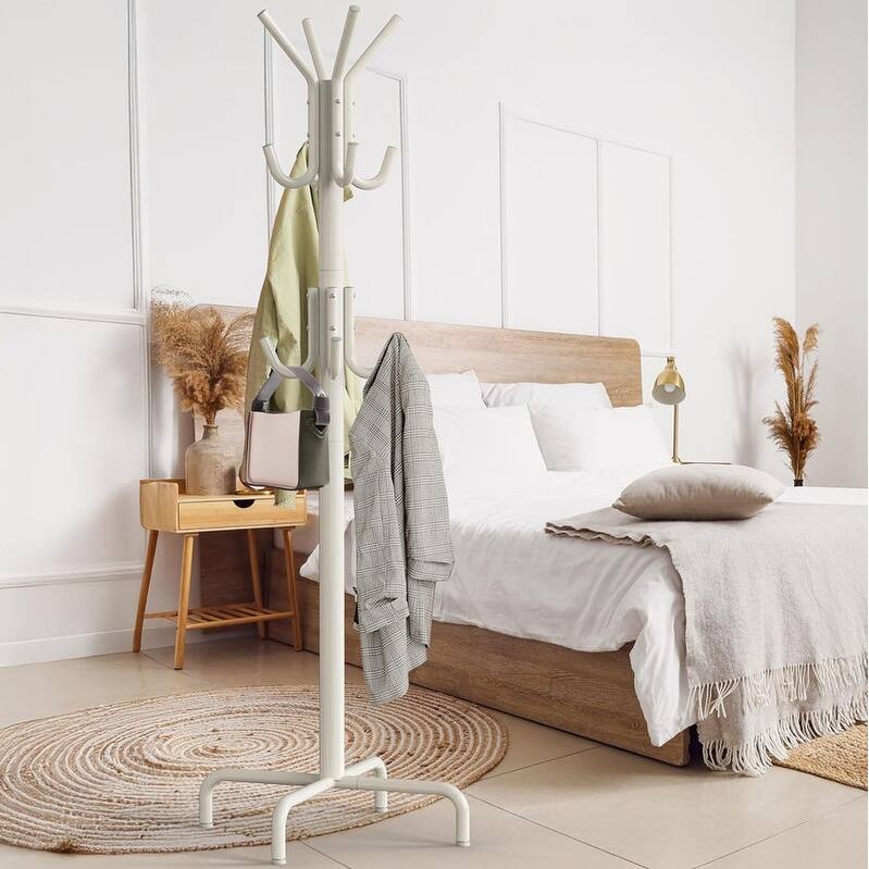 12 Hooks Standing Coat and Hat Hanger Organizer Rack