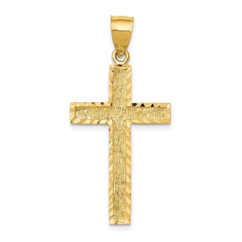 Curata 14k Yellow Gold 18" Sparkle-Cut Cross Pendant Necklace - 41x19mm