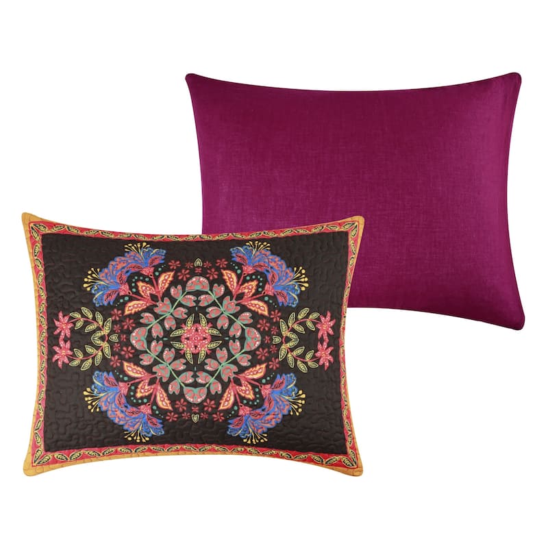 Jessa Bohemian Botanical Reversible Quilt and Pillow Sham Set