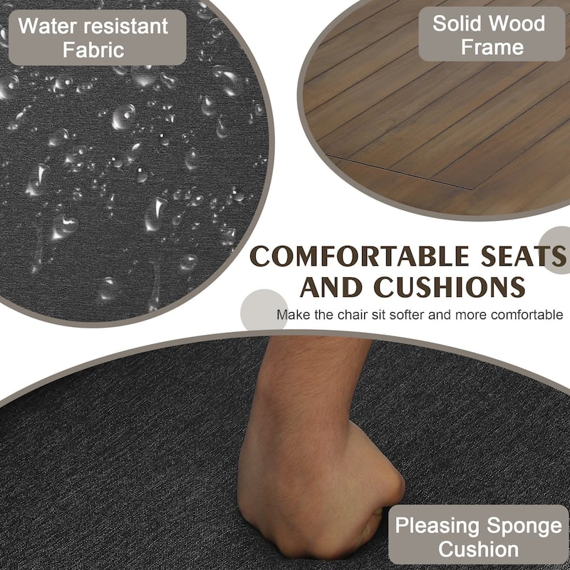 Outdoor Wood Cushion Loveseat with Side Table