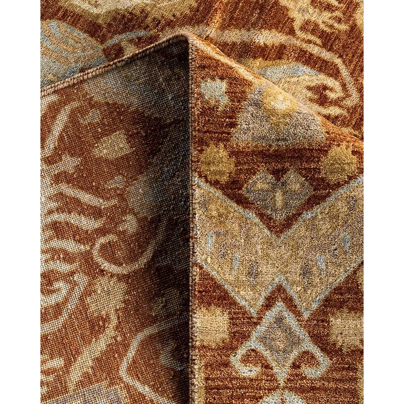 Ikat One-of-a-Kind Hand-Knotted Area Rug, Orange - 9' 0" x 12' 4"