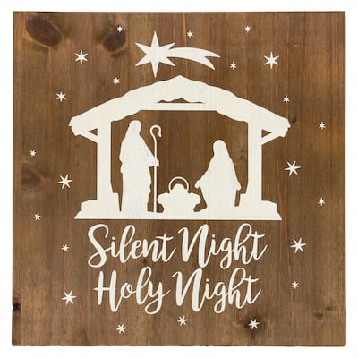 16" Square Nativity Scene Wooden Christmas Plaque