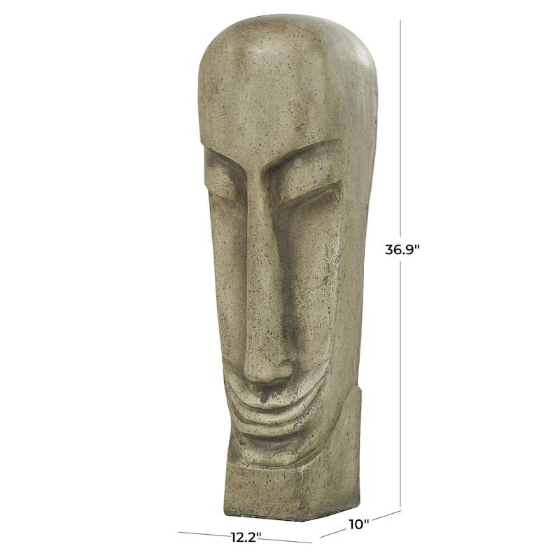 Resin Face Tall Distressed Totem Decorative Sculpture - Gray - Roche River Decor