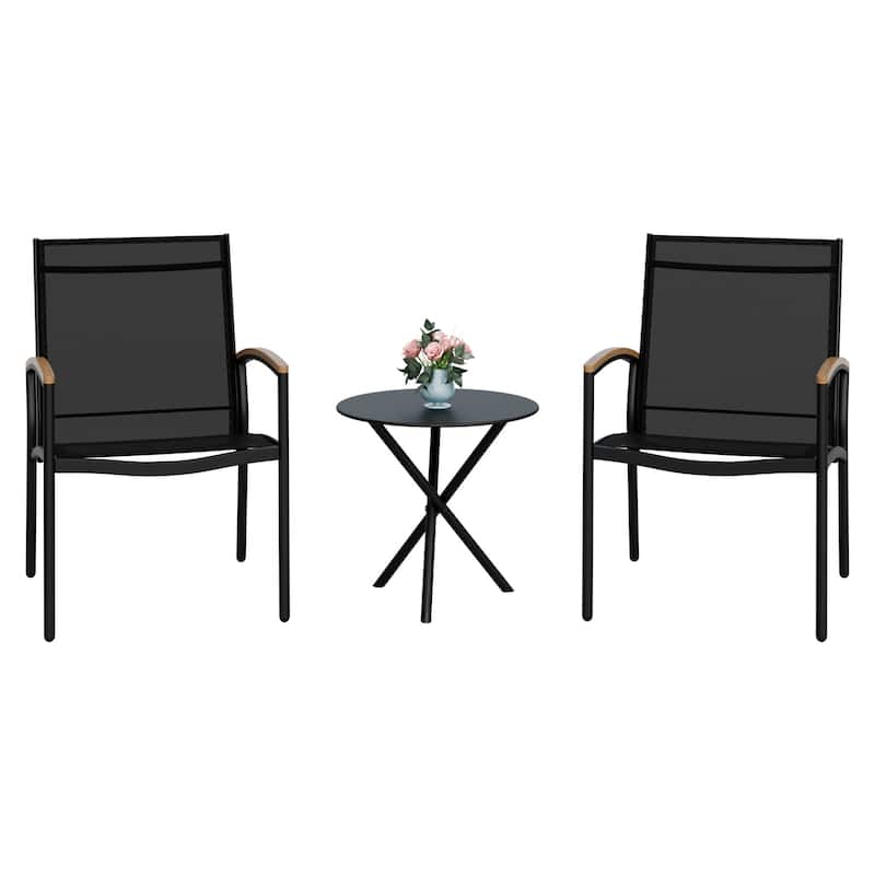 3-Piece Outdoor Bistro Set with Textilene Fabric – All-Weather Patio Conversation Set for Garden, Balcony & Poolside - N/A