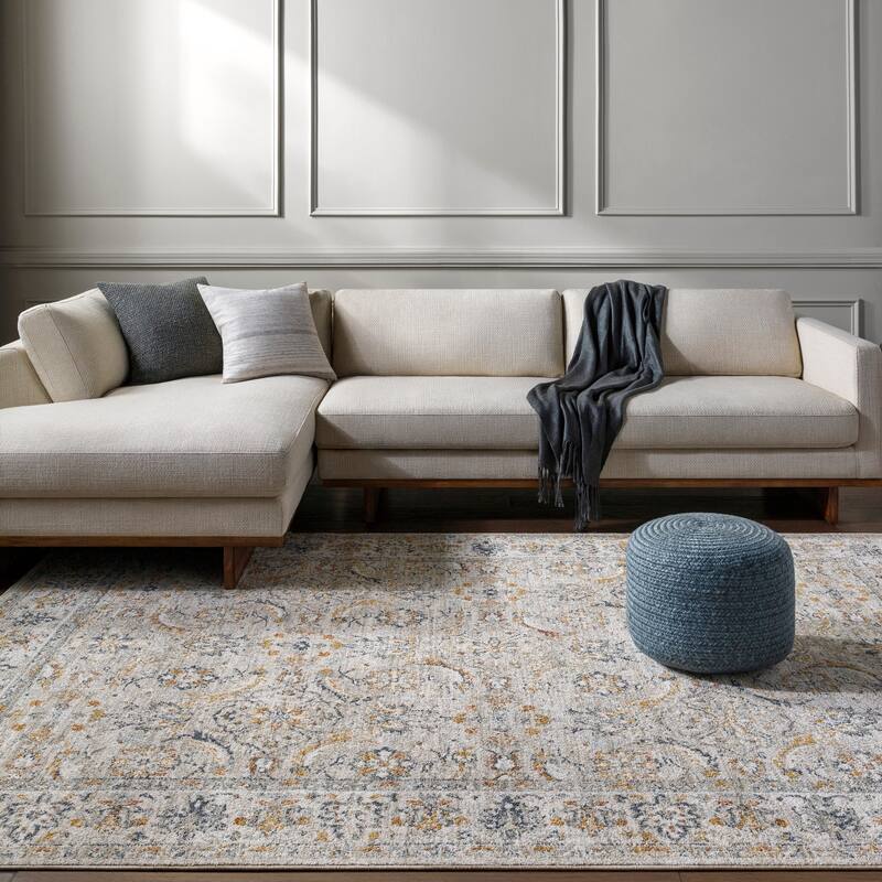 Livabliss Beckham Vintage Damask Medallion Area Rug - Medium Gray - 2' 7" x 7' 3"
