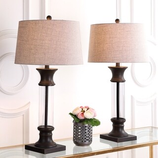 Stevens 32" Metal/Glass LED Table Lamp, Bronze (Set of 2) by JONATHAN Y