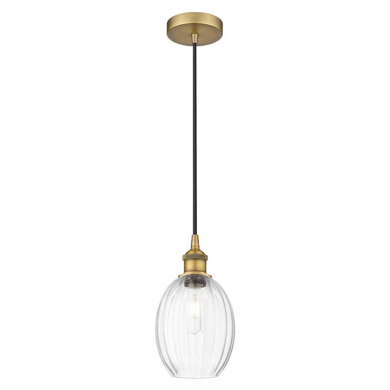 Innovations Lighting Endless Possibilities Edison - Preston - 1 Light 6" Bulb Shade Cord Hung Mini Pendant - Clear/Brushed Brass