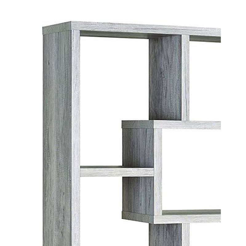 Wooden Bookcase with Shelves - Modern Storage Organizer, Gray Finish - 35