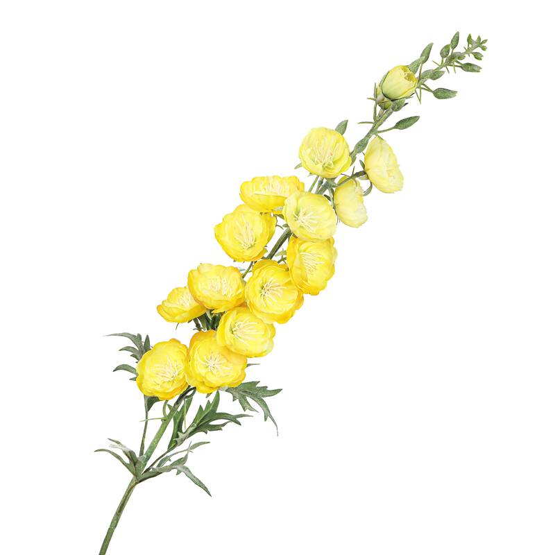 Set of 2 Yellow Artificial Hybrid Delphinium Flower Stem Spray 36in - 36" L x 5" W x 5" DP