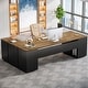 preview thumbnail 16 of 42, 85.8" L-Shaped Executive Desk, Extra Large Office Desk with Drawers